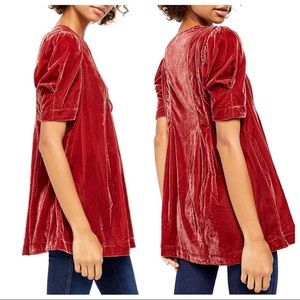 Free People Ivy Velvet Minidress Dress Tunic Top S
